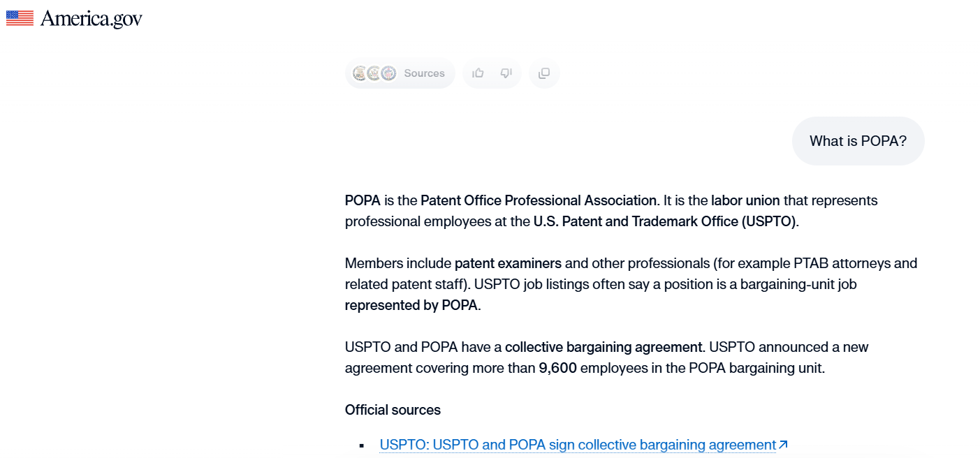America.gov's answer to 'What is POPA?'